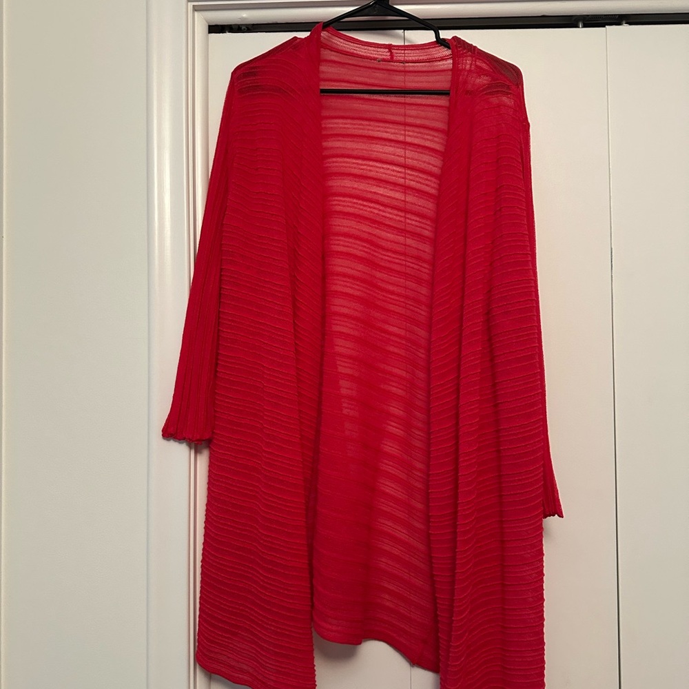 Vibrant Red Open-Front Cardigan